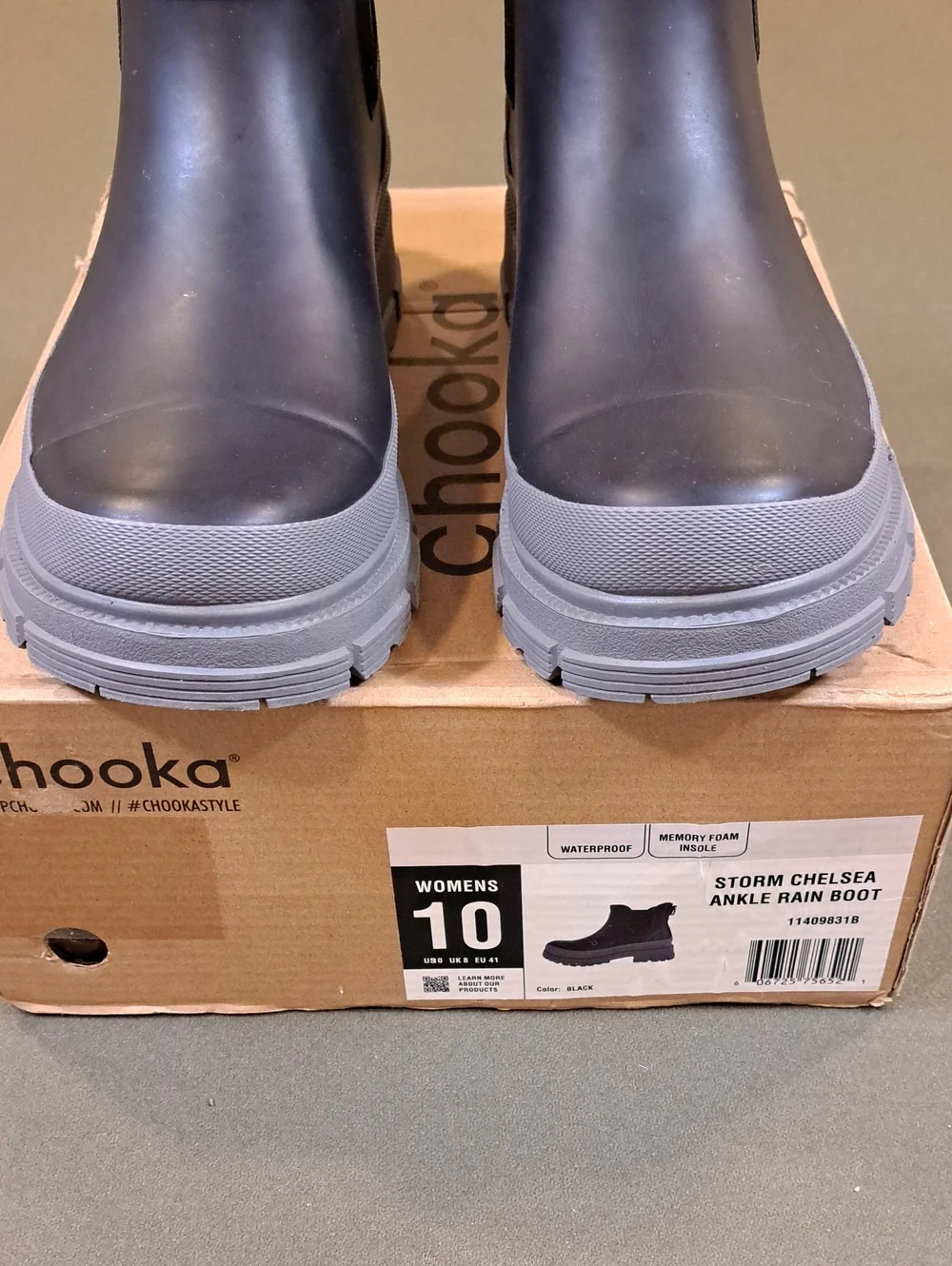 Chooka Storm Chelsea Ankle Rain Boot - Color: Black - Size: Women 10